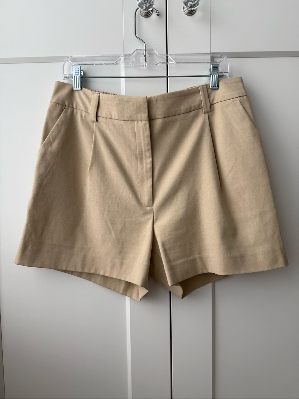 H&M Beige High-Rise Tailored Bermuda Shorts